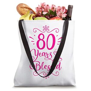 80 Years Blessed Christian 80th Birthday 80 Year Old Tote Bag