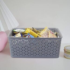 Saedy Plastic Storage Baskets, Grey Basket Bin, 4-Pack