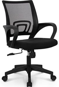 neo chair office computer desk chair gaming-ergonomic mid back cushion lumbar support with wheels comfortable blue mesh racing seat adjustable swivel rolling home executive (black)