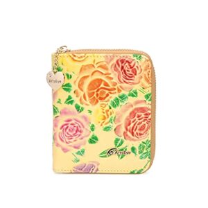 artseye women’s short zip around wallet (yellow rose)