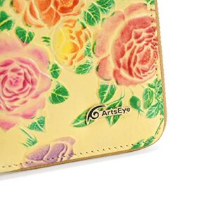 ArtsEye Women's Short Zip Around Wallet (yellow rose)