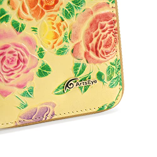 ArtsEye Women's Short Zip Around Wallet (yellow rose)