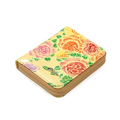 ArtsEye Women's Short Zip Around Wallet (yellow rose)