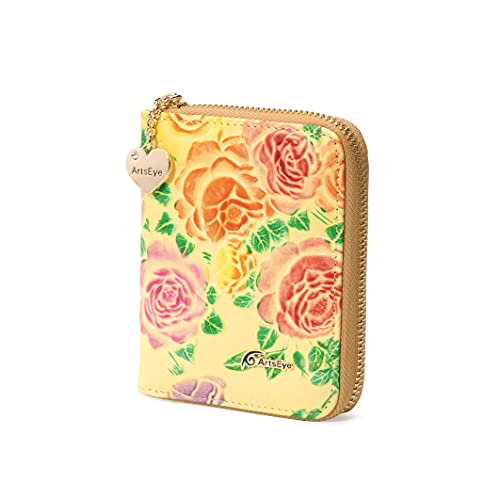 ArtsEye Women's Short Zip Around Wallet (yellow rose)