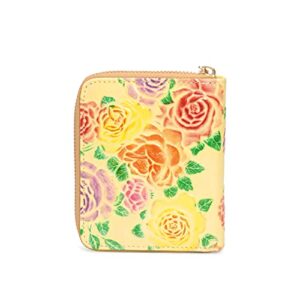 ArtsEye Women's Short Zip Around Wallet (yellow rose)