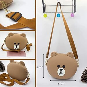 G.CHEN Cute Bear Purse for Women Crossbody Bag Girls Novelty Purse Cartoon Silicone Shoulder Bag