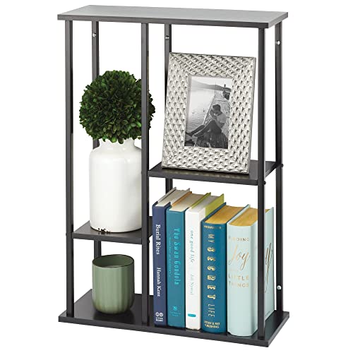 mDesign Metal Wall Decor Storage Organizer Display Shelf - 4-Tier - Hang in Bathroom, Kitchen, Entryway, Hallway, Mudroom, Bedroom, Laundry Room - Wall Mount - Black