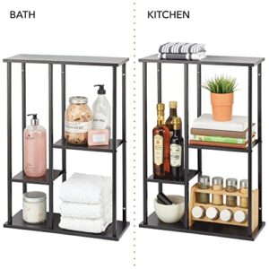 mDesign Metal Wall Decor Storage Organizer Display Shelf - 4-Tier - Hang in Bathroom, Kitchen, Entryway, Hallway, Mudroom, Bedroom, Laundry Room - Wall Mount - Black