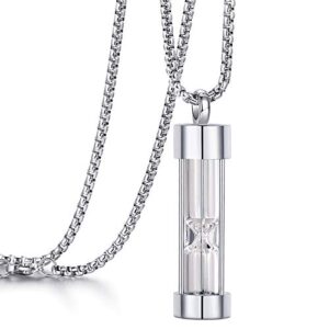 youfeng urn necklace for ashes timeless hourglass memorial pendant keepsake cremation jewelry for human pet ashes silver