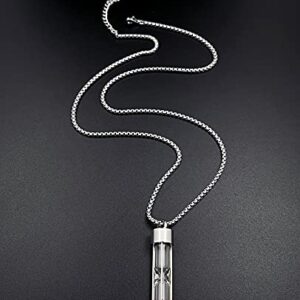 YOUFENG Urn Necklace for Ashes Timeless Hourglass Memorial Pendant Keepsake Cremation Jewelry for Human Pet Ashes Silver