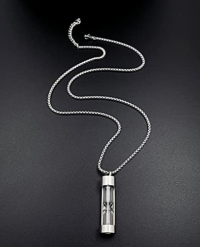 YOUFENG Urn Necklace for Ashes Timeless Hourglass Memorial Pendant Keepsake Cremation Jewelry for Human Pet Ashes Silver