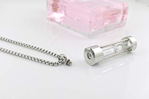 YOUFENG Urn Necklace for Ashes Timeless Hourglass Memorial Pendant Keepsake Cremation Jewelry for Human Pet Ashes Silver