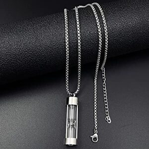 YOUFENG Urn Necklace for Ashes Timeless Hourglass Memorial Pendant Keepsake Cremation Jewelry for Human Pet Ashes Silver