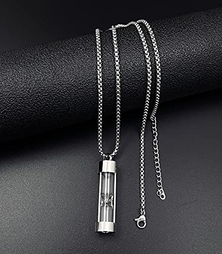 YOUFENG Urn Necklace for Ashes Timeless Hourglass Memorial Pendant Keepsake Cremation Jewelry for Human Pet Ashes Silver