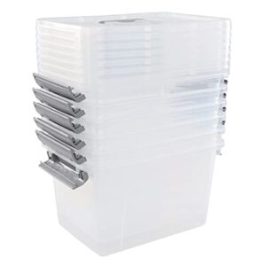 obstnny organizing boxes with latching lids 6 quart, 6 packs small plastic storage bins