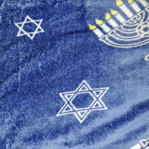 Maccabbee Collection by Décor&More Microplush Holiday Throw Blanket (60" x 50") - Hanukkah Menorah