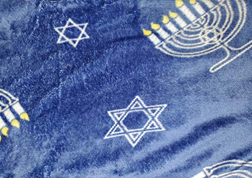 Maccabbee Collection by Décor&More Microplush Holiday Throw Blanket (60" x 50") - Hanukkah Menorah