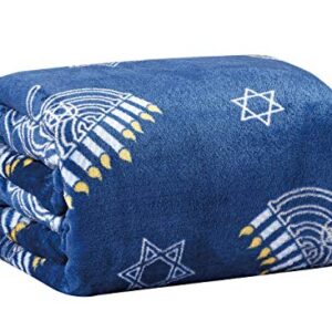 Maccabbee Collection by Décor&More Microplush Holiday Throw Blanket (60" x 50") - Hanukkah Menorah