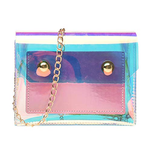 TENDYCOCO Womens Wallet Crossbody Bag Holographic Iridescent Purse with Chain Clear Clutch Bag for Women Women's Tote Handbags