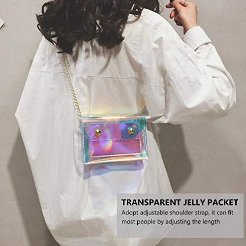 TENDYCOCO Womens Wallet Crossbody Bag Holographic Iridescent Purse with Chain Clear Clutch Bag for Women Women's Tote Handbags