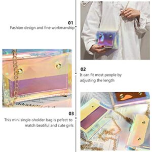 TENDYCOCO Womens Wallet Crossbody Bag Holographic Iridescent Purse with Chain Clear Clutch Bag for Women Women's Tote Handbags