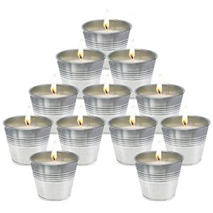 citronella candles outdoor small metal bucket candle soy wax fly candle use for outdoor and indoor – 12 pack