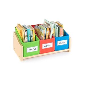 Guidecraft Tabletop Bin Holder with Fabric Bins - Short: Craft Supplies & Books Organizer, Ideal for Classroom and Homeschool