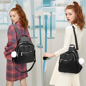 Women Backpack Purse Mini Backpacks for Girls Waterproof Nylon Shoulder Bag (NEWBlack)