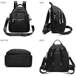 Women Backpack Purse Mini Backpacks for Girls Waterproof Nylon Shoulder Bag (NEWBlack)