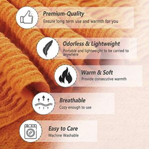 JUDYBRIDAL Knitted Throw Blanket Couch Cover Blanket Textured Solid Decorative Blanket with Tassel for Sofa Bed Travel,50 x 60, Orange