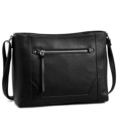 S-ZONE Medium Women Genuine Leather Crossbody Bags Cowhide Shoulder Handbag Ladies Purse