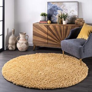 nuloom belleza shag area rug, 6′ round, yellow