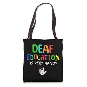 very handy asl sign language deaf education teacher tote bag