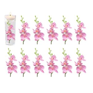 ardux (12 pieces) artificial flowers for floating candles mini artificial orchid flower vase fillers for wedding dinning table party home bar restaurant decoration (pink)