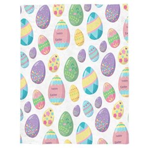 Super Soft Cozy Flannel Fleece Blanket Happy Easter Lightweight Comfy Throw Blanket for Bed/Couch/Sofa/Camping- Colorful Eggs 39 x 49 Inche