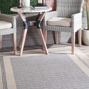 nuLOOM Charter Bordered Solid Indoor/Outdoor Area Rug, 8' x 10', Light Grey