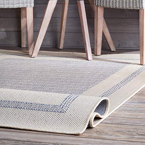 nuLOOM Charter Bordered Solid Indoor/Outdoor Area Rug, 8' x 10', Light Grey