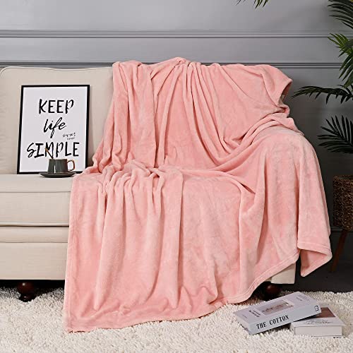 NANPIPER Fleece Blankets, Super Soft Flannel Queen Size Blanket for Bed, Luxury Cozy Microfiber Plush Fuzzy Blanket,Pink