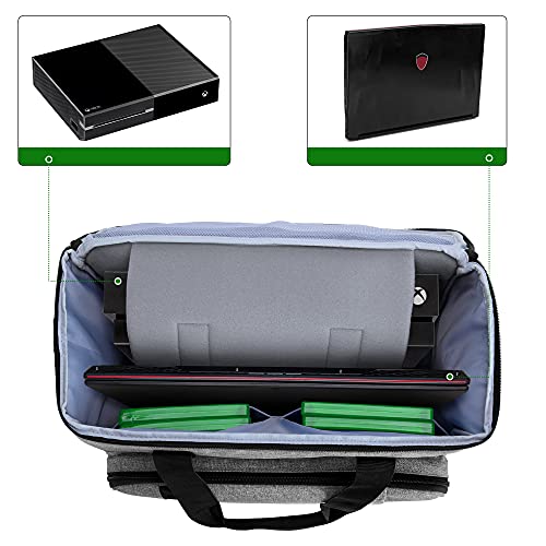 CURMIO Travel Carrying Case Compatible with PS5, PS4, PS4 Pro / Xbox Series S, Xbox One, One S, One X and Xbox 360, Game Storage Bag for Console, Controller and Accessories, Gray (Bag Only, Patented Design)