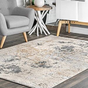 nuloom abstract contemporary motto area rug, 4′ x 6′, beige