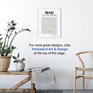 Man in the Arena Quote Poster - 8x10 Motivational Inspirational Teddy Roosevelt Daring Greatly Wall Art Decor - Unique Gift for Men, Boys, Teens, Entrepreneur - For Office, Living Room, Bedroom