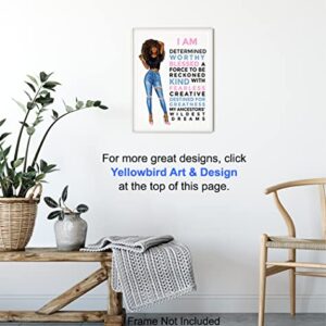 Motivational Black Wall Art for Latino Hispanic Ethnic African American Women - Inspirational Positive Quotes Home Decor Poster for Girls Room, Teens Bedroom, Bathroom - Encouragement Gifts for Women