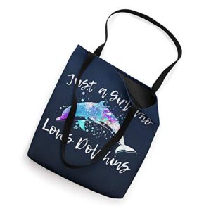 Just a Girl Who Loves Dolphins Cute Dolphin Lover Graphic Tote Bag