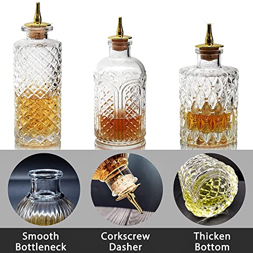 Suprobarware Bitters Bottle for Cocktails - Glass Dasher Bottles with Dash Tops, Great for Bartender,Home Bar