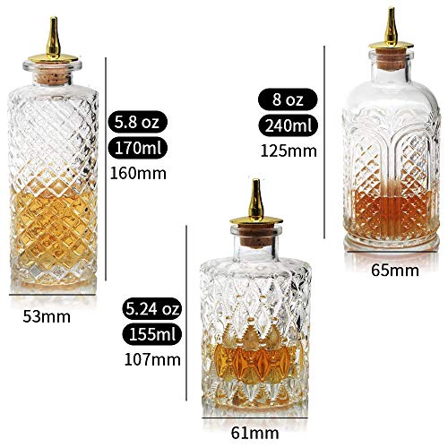 Suprobarware Bitters Bottle for Cocktails - Glass Dasher Bottles with Dash Tops, Great for Bartender,Home Bar