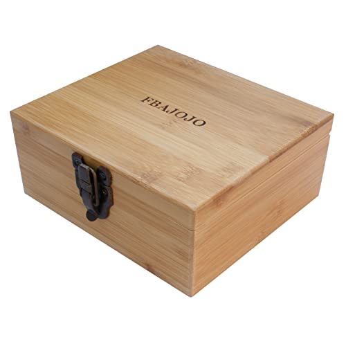 FBAJOJO Bamboo Multi-purpose Storage Box With Tray, Glass Accessory Storage Box (Bamboo Color)