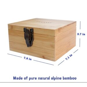 FBAJOJO Bamboo Multi-purpose Storage Box With Tray, Glass Accessory Storage Box (Bamboo Color)