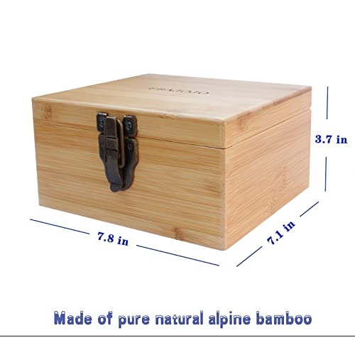 FBAJOJO Bamboo Multi-purpose Storage Box With Tray, Glass Accessory Storage Box (Bamboo Color)