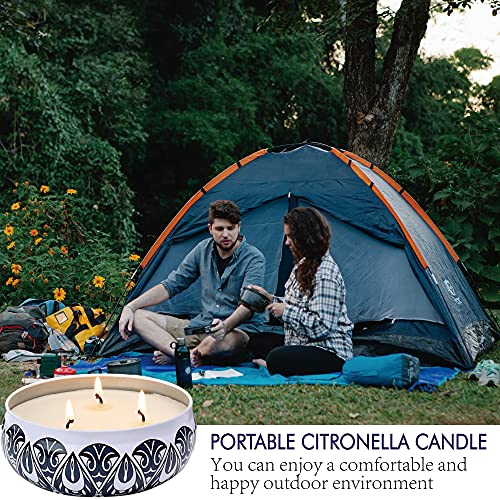 Citronella Candles Outdoor & Indoor, 4 x 12oz Scented Candles Large, Soy Wax 3 Wick Tin Gift Set for Garden Camping Patio