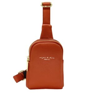 aomiduo leather sling backpack, multipurpose crossbody shoulder bag travel hiking daypack for women girl, brown